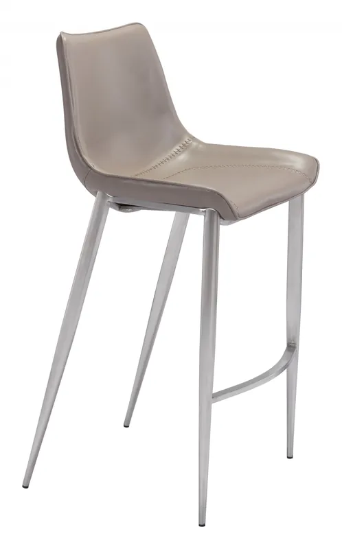 Set Of Two 43" Gray And Silver Steel Low Back Bar Height Chairs With F Trusted Brand