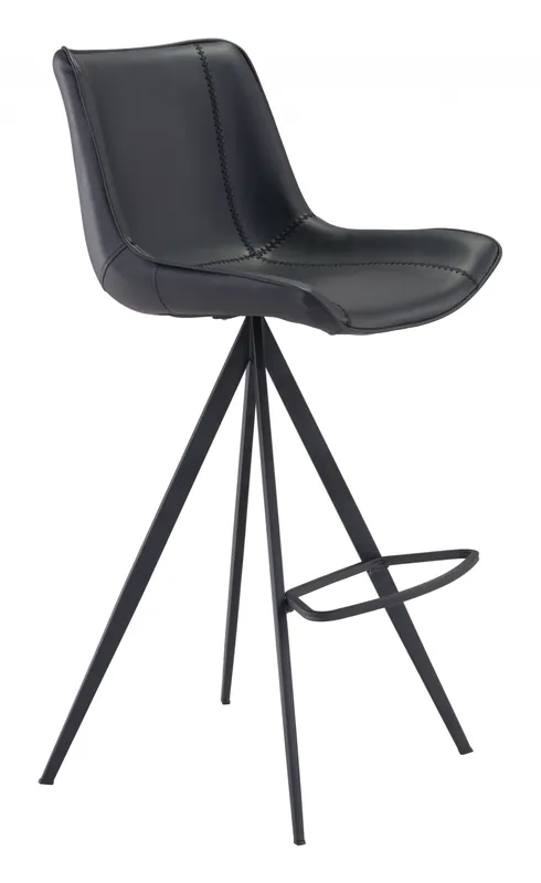 Set Of Two 42" Black Steel Low Back Bar Height Chairs With Footrest By Place Order