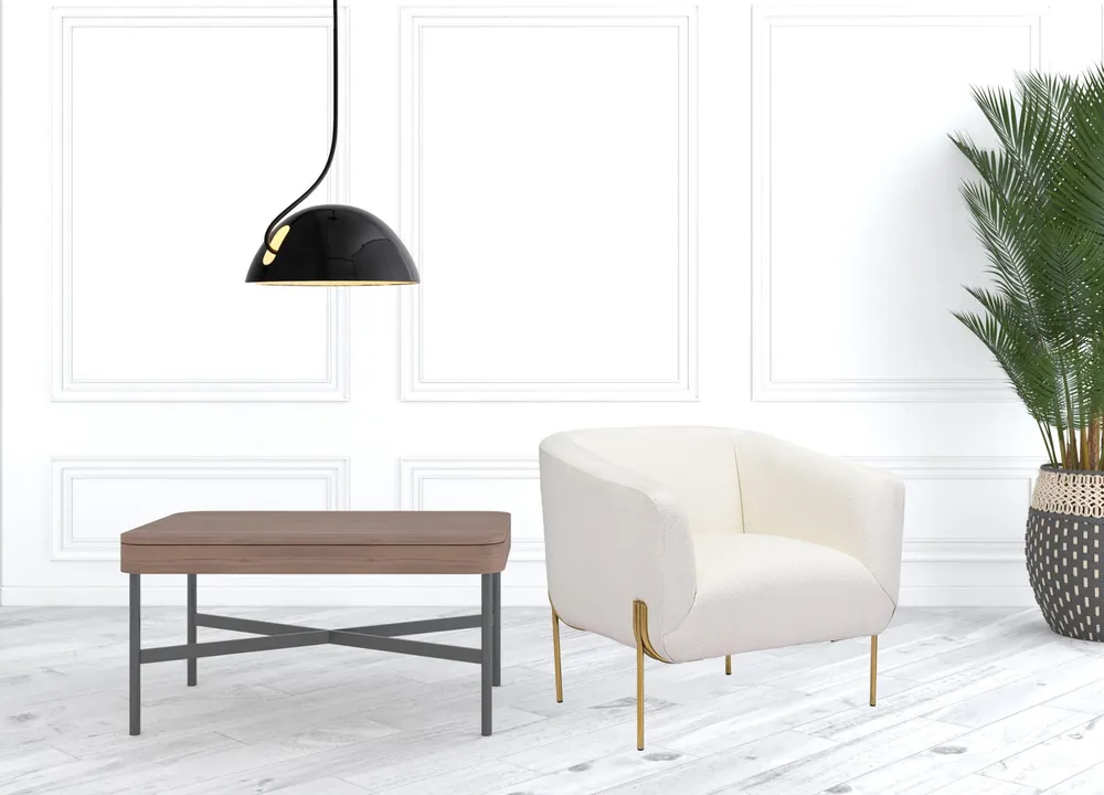 Latest 31" Ivory and Gold Textural Upholstered Accent Armchair By Homeroots