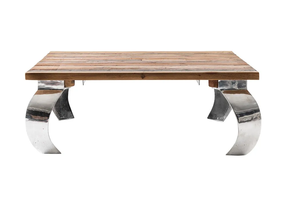 39" Steel And Reclaimed Wood Contemporary Square Coffee Table By Homer Clearance
