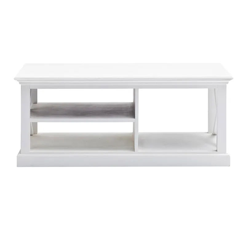 47" White Solid Wood Rectangular Coffee Table With Three Shelves By Ho Bargain
