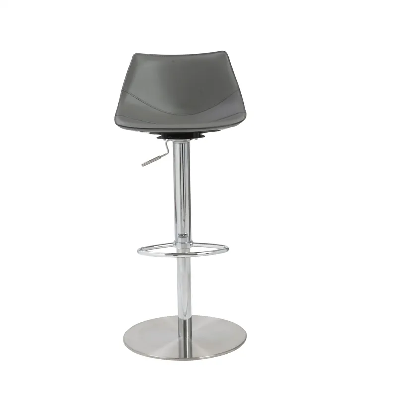 40" Gray And Silver Steel Swivel Low Back Bar Height Chair With Footre Super Sale