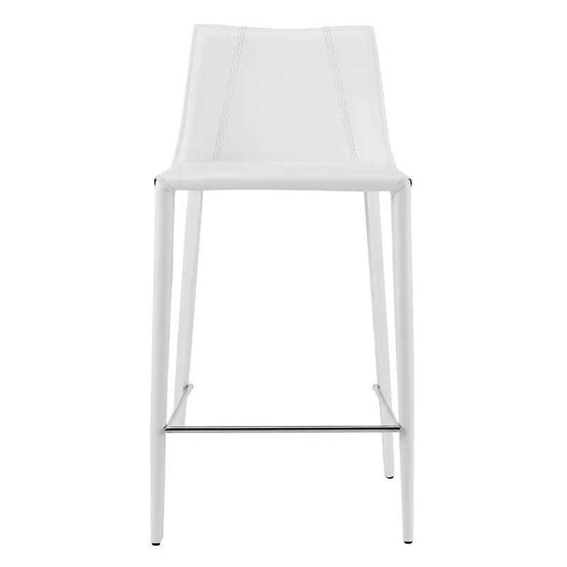 36" White Steel Low Back Counter Height Bar Chair With Footrest By Hom Time-Limited