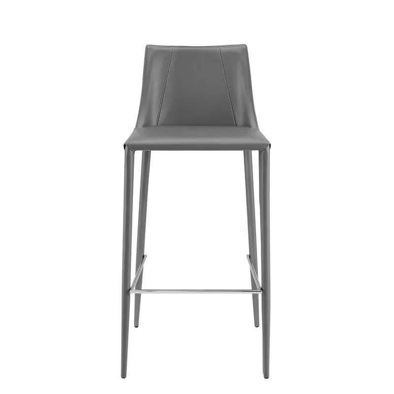 40" Gray Steel Low Back Bar Height Chair With Footrest By Homeroots Best Price