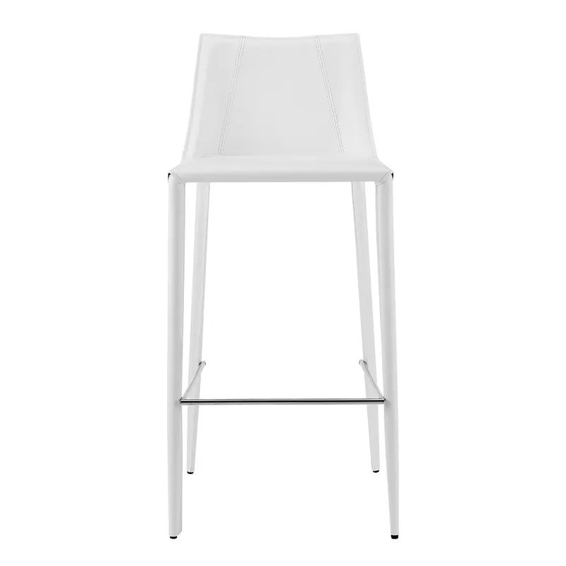 40" White Steel Low Back Bar Height Chair With Footrest By Homeroots No Minimum Order
