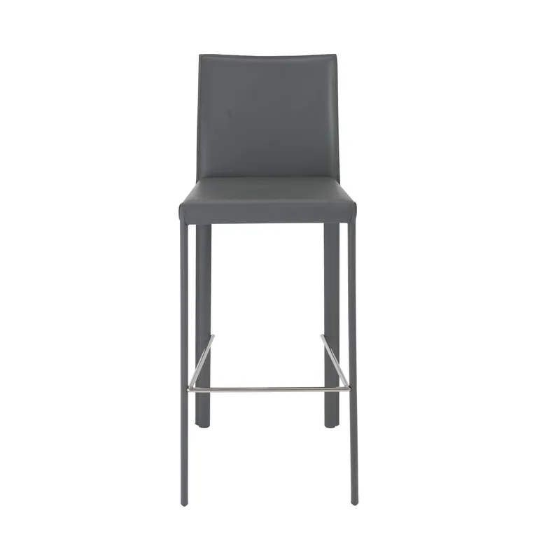 Set Of Two 41" Gray Steel Low Back Bar Height Chairs With Footrest By Handmade