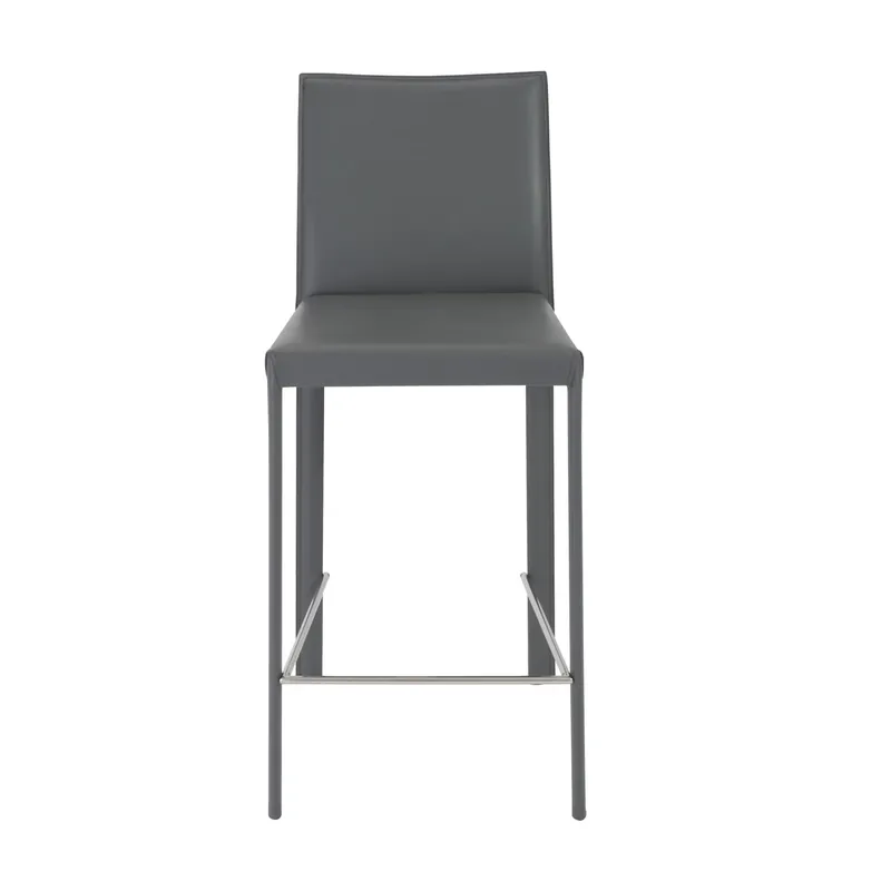Trusted Brand Set Of Two 37" Gray Steel Low Back Counter Height Bar Chairs With Foot