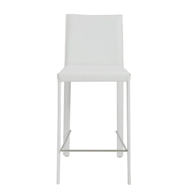 Secure Checkout Set Of Two 37" White Steel Low Back Counter Height Bar Chairs With Foo