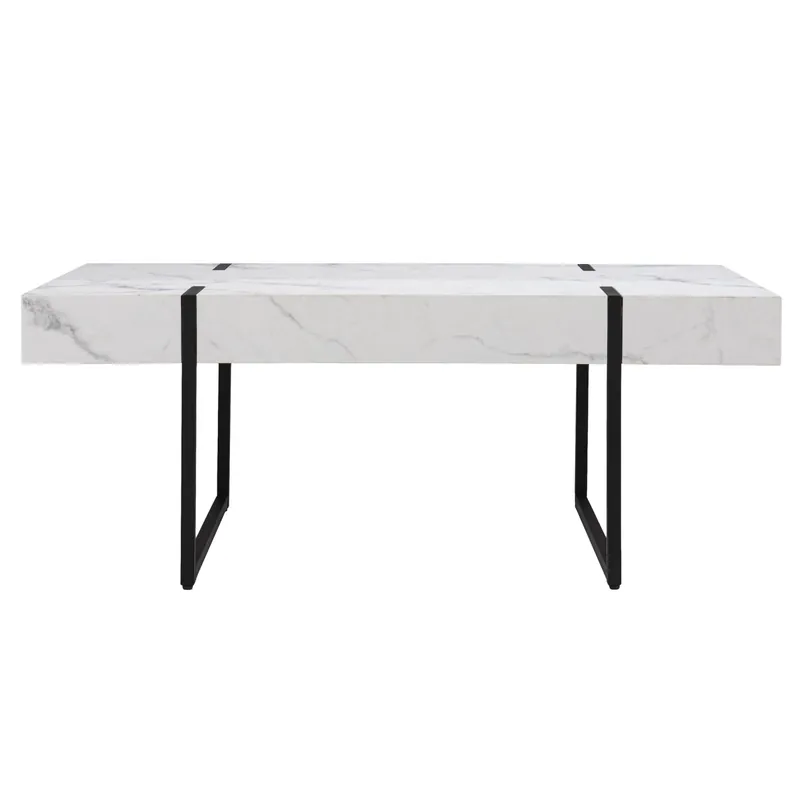 Hot Picks 43" White Faux Marble And Metal Rectangular Coffee Table By Homeroots
