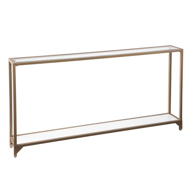 56" Clear and Gold Glass Floor Shelf Console Table With Storage By Hom Order Now