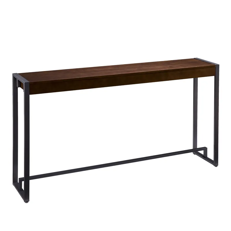 Place Order 54" Dark Brown and Gunmetal Sled Console Table By Homeroots