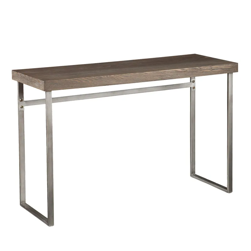In Demand 46" Gray Brown and Silver Distressed Sled Console Table By Homeroots