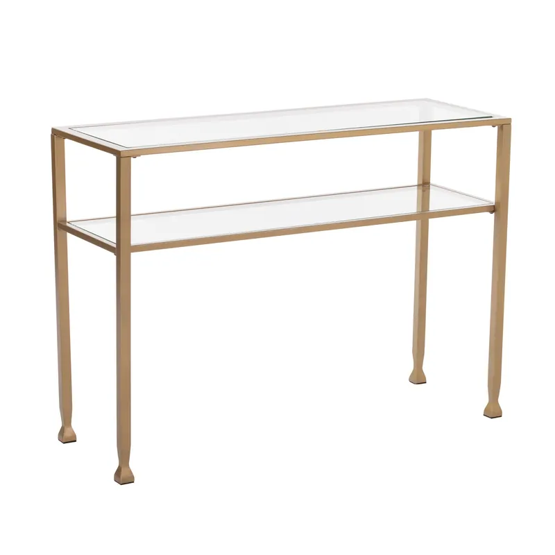 43" Clear and Gold Glass Console Table With Storage By Homeroots Flash Sale