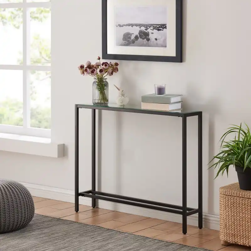 36" Black Mirrored Glass Console Table By Homeroots Popular