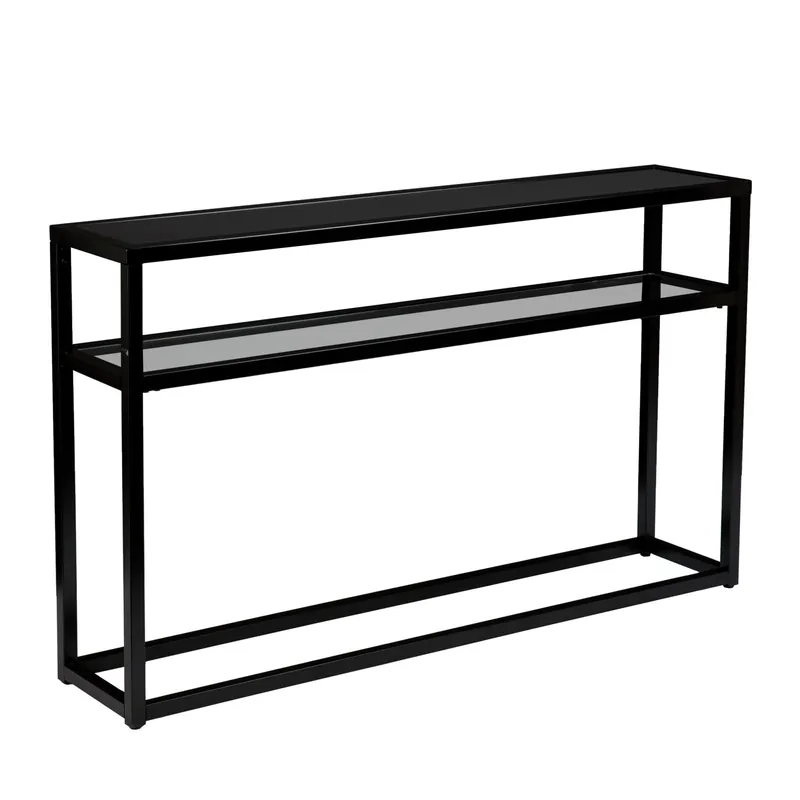 Grab Now 50" Black Glass Frame Console Table With Storage By Homeroots