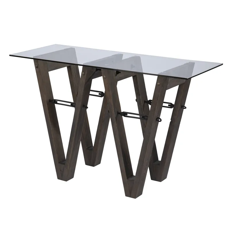 Reduced Price 46" Clear and Gray Brown Glass Abstract Console Table By Homeroots