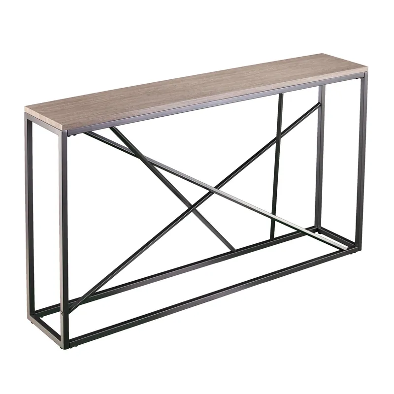 52" Taupe and Gray Faux Stone Frame Console Table By Homeroots Same Day Shipping