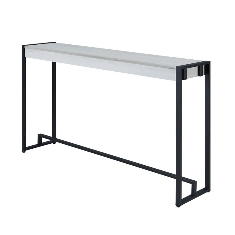 54" White and Black Distressed Sled Console Table By Homeroots Special Offer