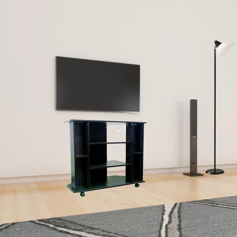 Popular 35" Black Open Shelving TV Stand By Homeroots