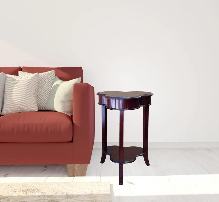 28" Brown Solid And Manufactured Wood Free Form End Table With Shelf B Special Discount