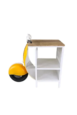 Yellow Wood And Metal Mini Scooter End or Side Table By Homeroots Budget