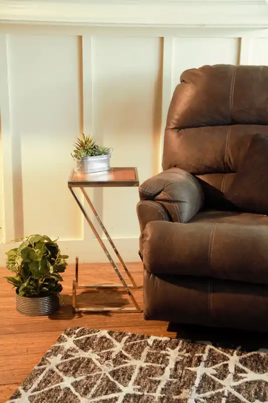 Stylish Asymmetrical Wood and Metal Z shaped Side Table By Homeroots Fast Shipping