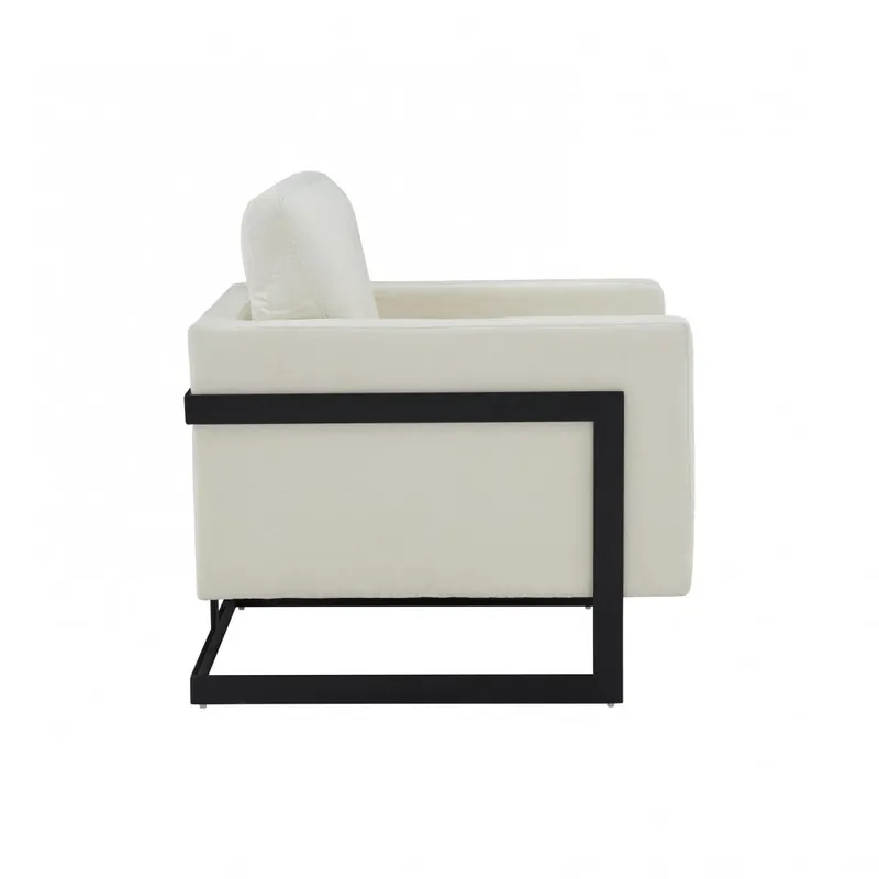 Stylish Cream and Black Fabric Accent Chair By Homeroots Best Seller