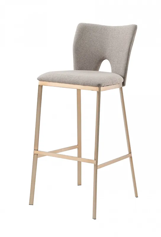 Set Of Two 41" Grey And Brass Bar Height Chairs With Footrest By Homer Budget