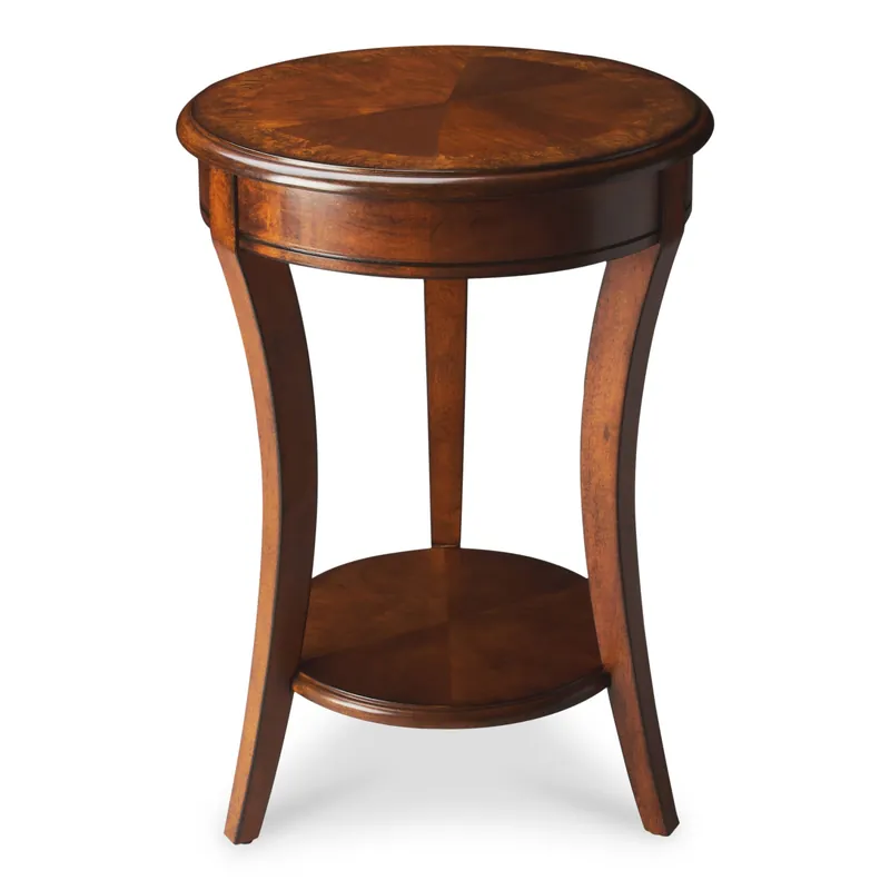 26" Medium Brown And Olive Ash Manufactured Wood Round End Table With Certified