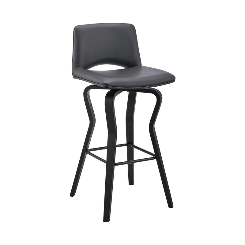 Next Day Delivery 40" Dark Gray Faux Leather And Iron Swivel Low Back Bar Height Chair B