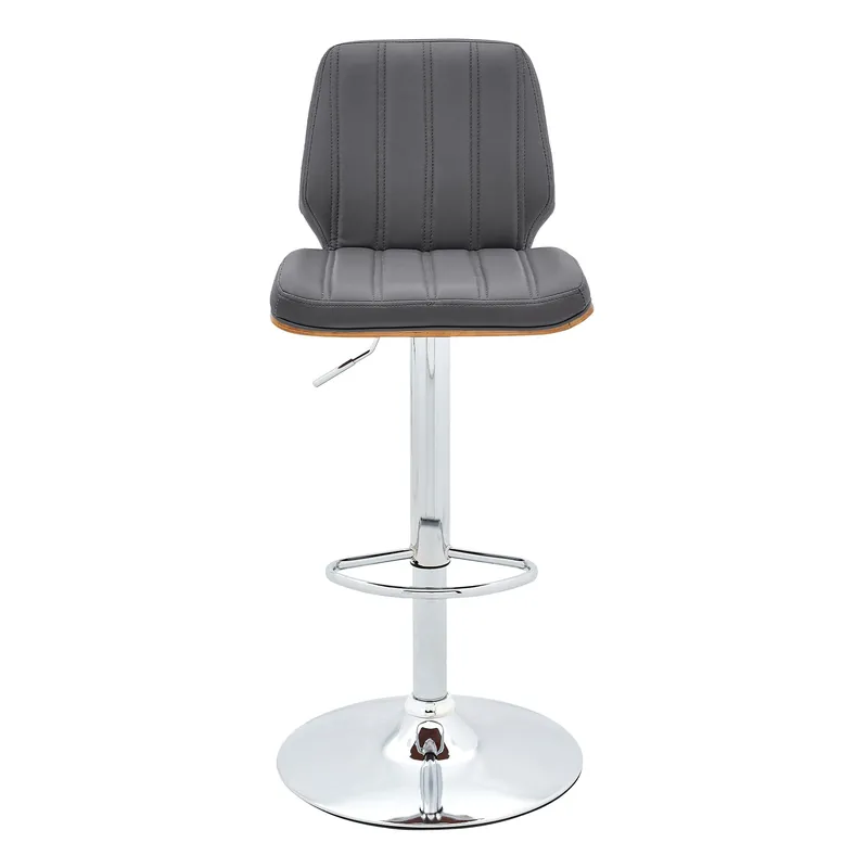 Exclusive 44" Gray Faux Leather And Manufactured Wood Swivel Adjustable Height B