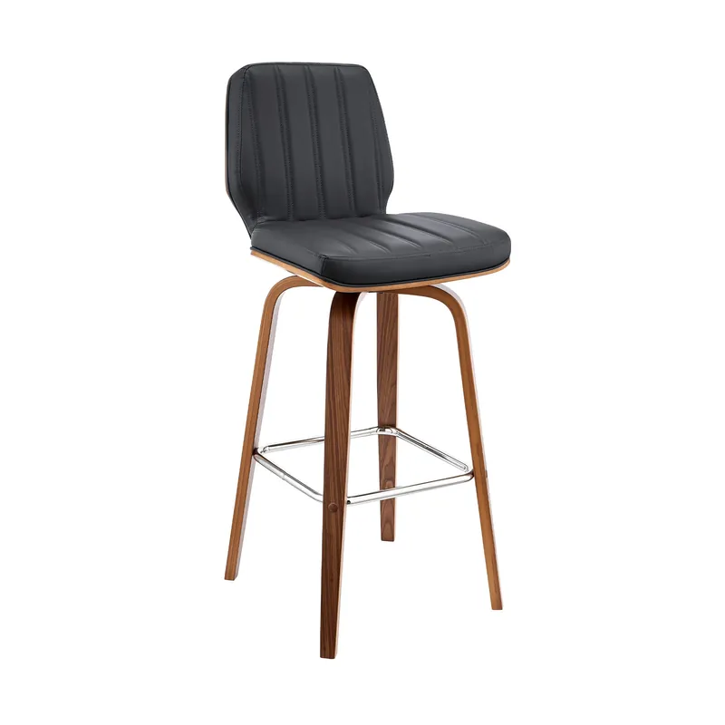 Price Drop 42" Dark Gray Faux Leather And Wood Swivel Bar Height Chair By Homeroo