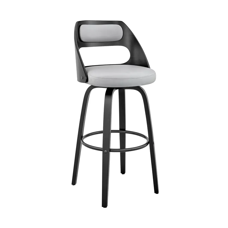37" Gray Faux Leather And Iron Swivel Counter Height Bar Chair By Home Money Back Guarantee