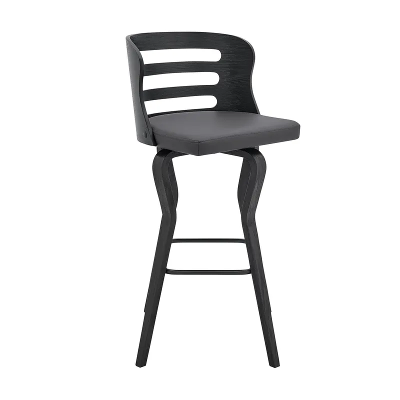 39" Matte Black And Gray Bar Height Swivel Full Back Bar Chair By Home Fresh Stock
