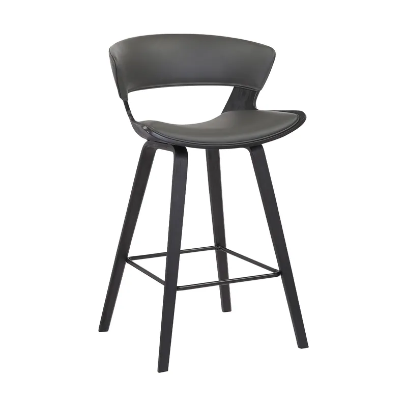 Limited Offer 37" Gray And Black Iron Low back Counter Height Bar Chair With Footres