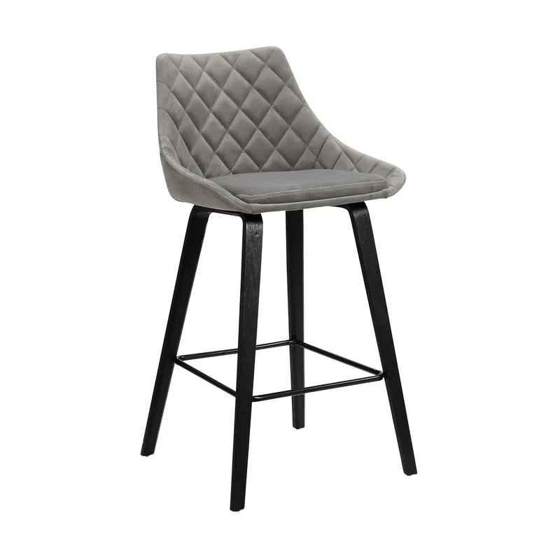 Flash Sale 26" Gray Tufted Velvet Upholstered Bar Stool By Homeroots