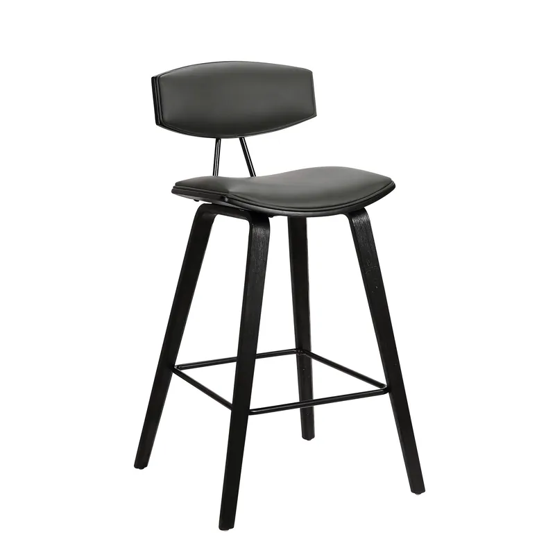 Factory Price 36" Gray And Black Iron Low Back Counter Height Bar Chair With Footres