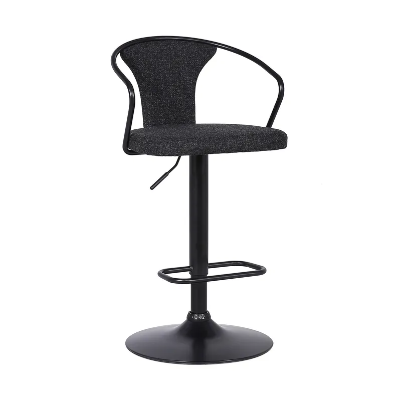 43" Black Faux Leather and Metal Adjustable Height Bar Chair By Homero Discount