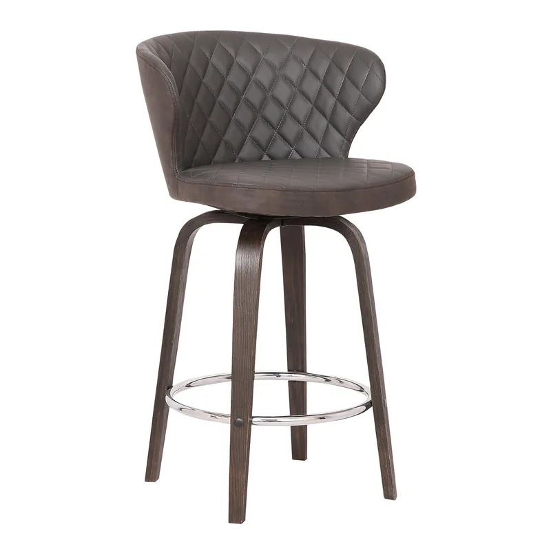 Flash Sale 40" Brown Faux Leather And Iron Swivel Bar Height Chair By Homeroots