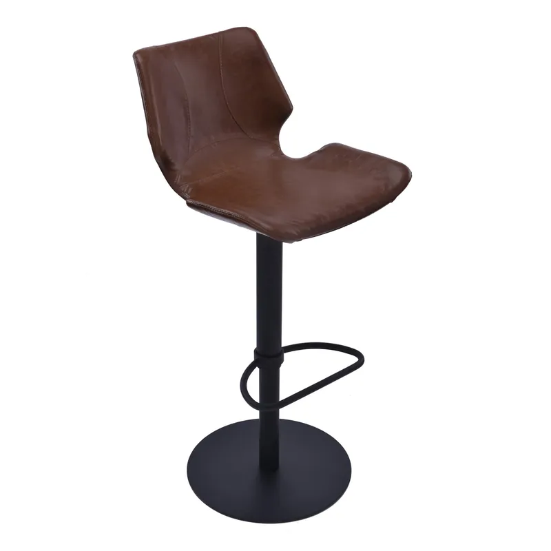 43" Vintage Coffee Faux Leather And Iron Swivel Adjustable Height Bar Exclusive