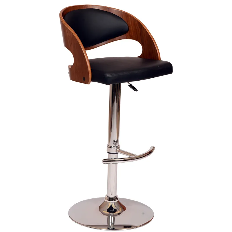 Popular 43" Black And Silver Faux Leather And Iron Swivel Low Back Adjustable