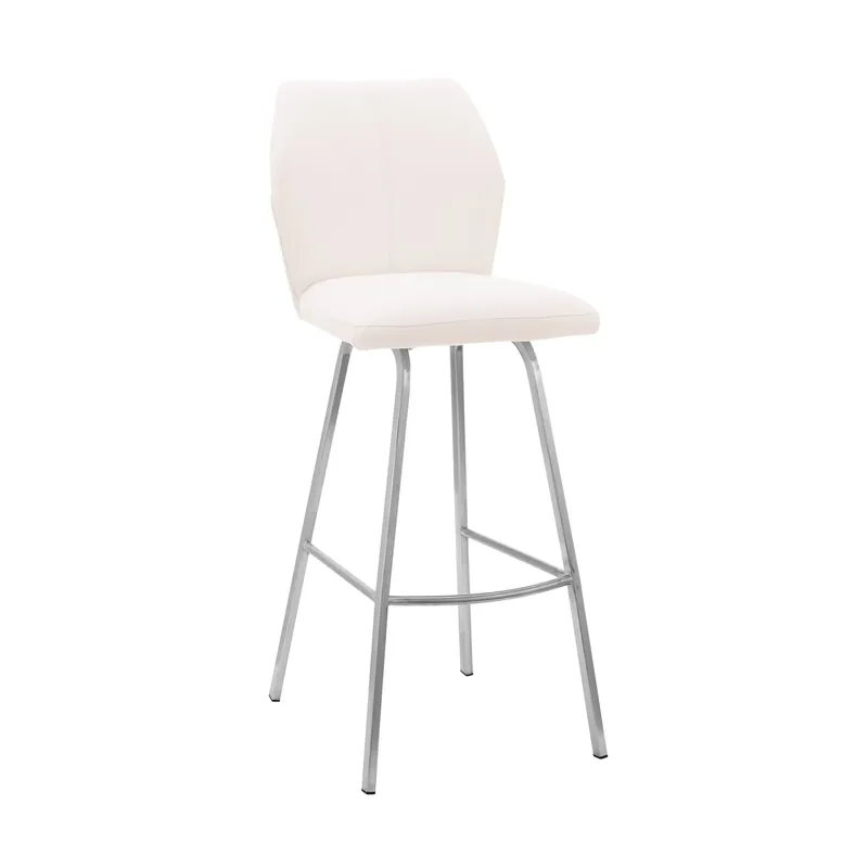 38" White Faux Leather And Iron Counter Height Bar Chair By Homeroots Premium