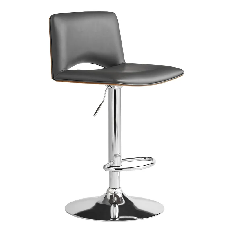42" Gray Faux Leather And Manufactured Wood Swivel Low Back Adjustable Brand New