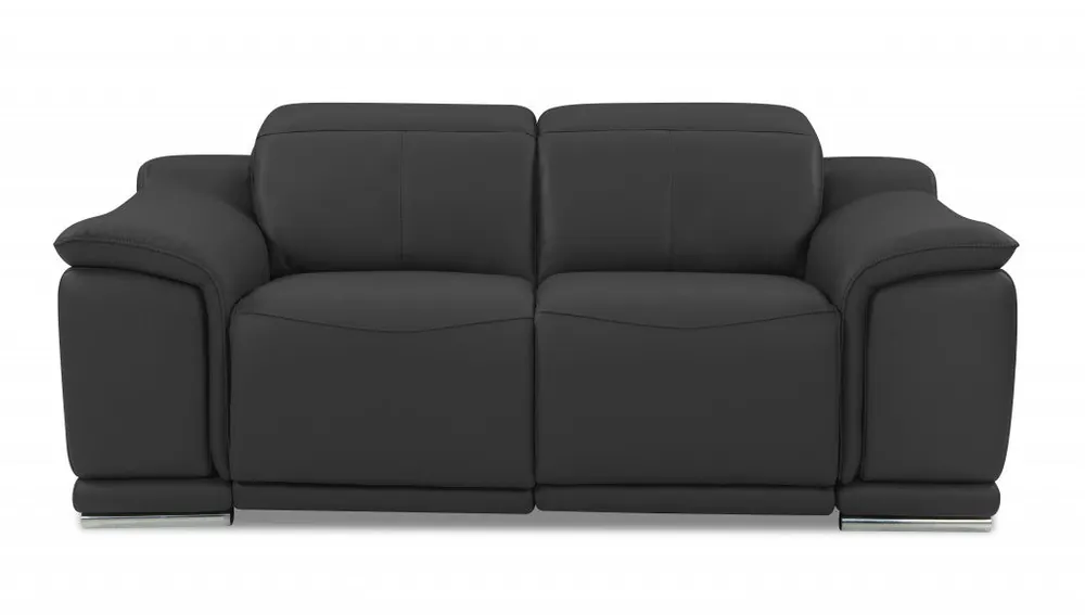 While Supplies Last 72" Gray And Silver Italian Leather Power Reclining Love Seat By Homer