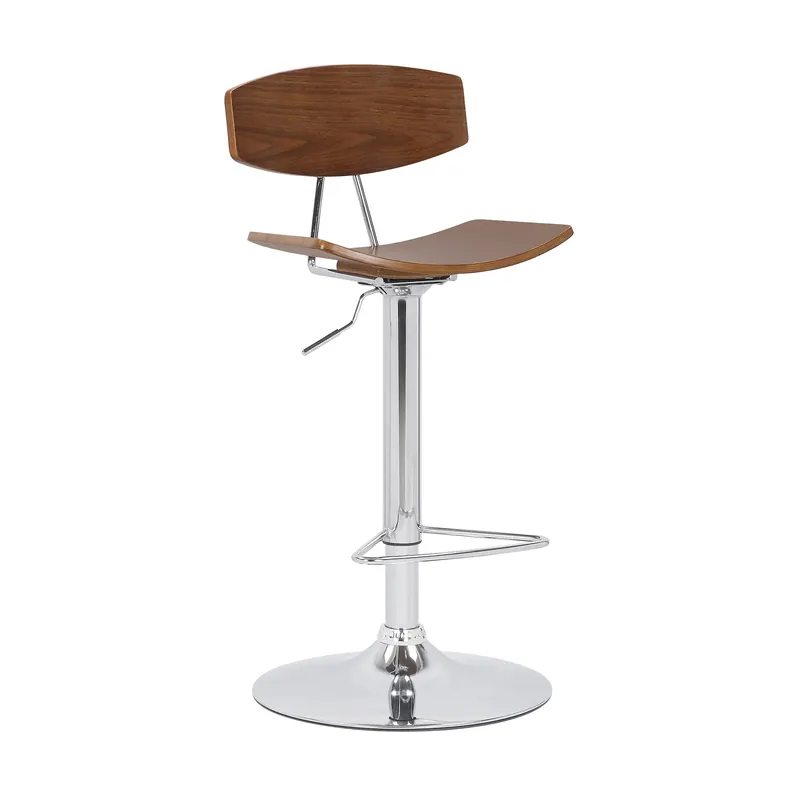 42" Silver and Walnut Adjustable Height Bar Chair By Homeroots Warranty Included