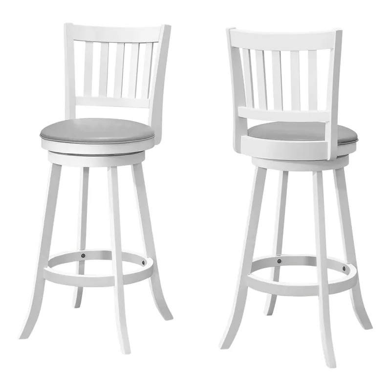 Set Of Two 44" Grey White Bar Height Swivel Full Back Bar Chairs By Ho Reduced Price