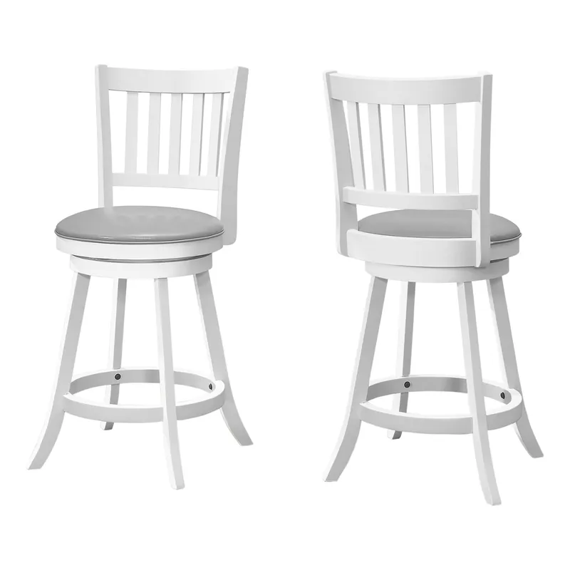 Set Of Two 38" Grey White Counter Height Swivel Full Back Bar Chairs B Wholesale