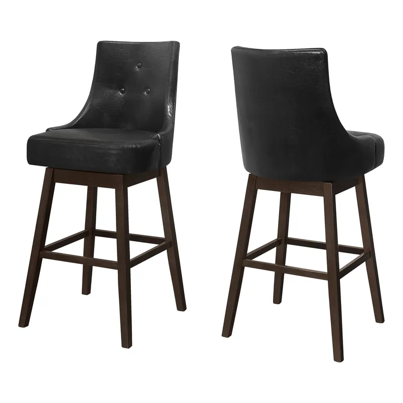 Warranty Included Set Of Two 46" Black Bar Height Swivel Full Back Bar Chairs By Homeroo