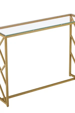 12" Clear and Gold Glass Frame Console Table By Homeroots Place Order