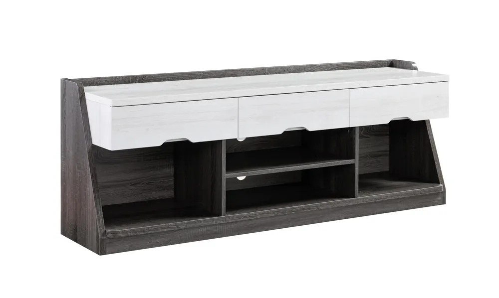 Fan Favorite 62" White Oak & Distressed Grey Particle Board Cabinetenclosed Storage